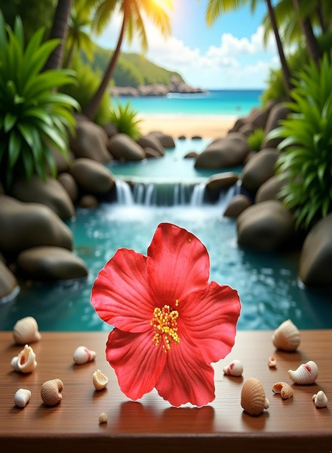 GOUDOGEDC Red Hawaiian Flower Hair Clip for Women Girls Fashion Bohemian Flowers Hair Accessory for Dancer Bridal Wedding Beach Party Hair Accessories (8cm) - Image 3